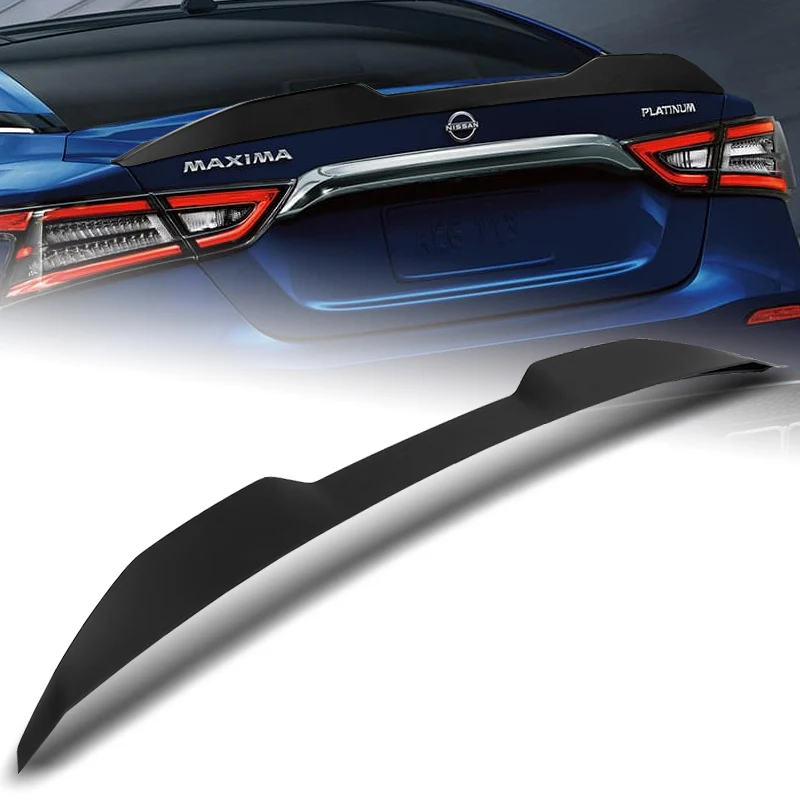 W-Power ABS V-Style Rear Trunk Lip Duckbill Spoiler Wing For 2016-2023 Nissan Maxima -Unpainted Matte Black - Image 7