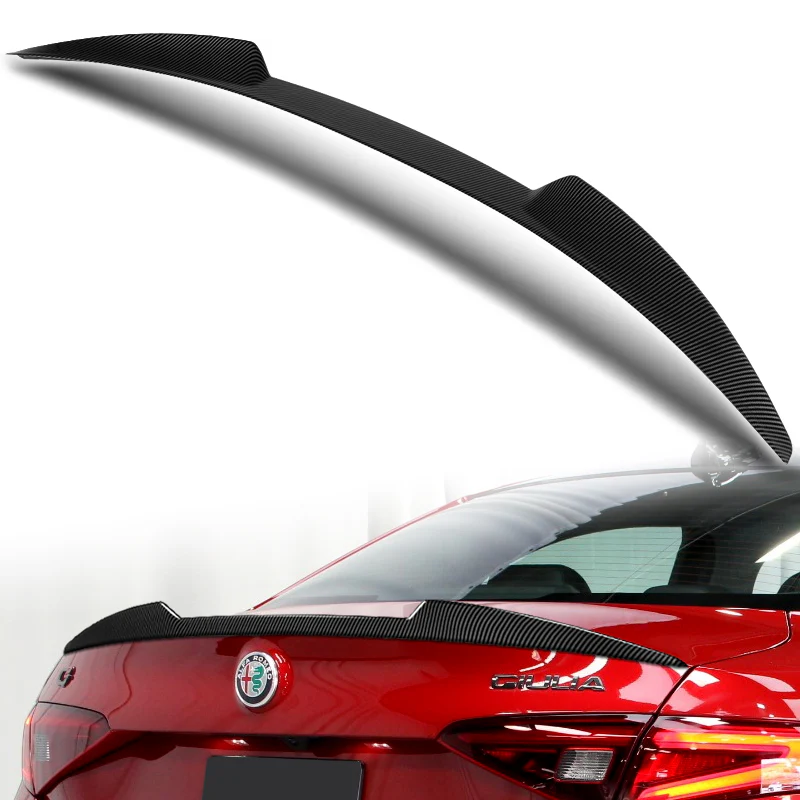 W-Power ABS V-Style Rear Trunk Lip Duckbill Spoiler Wing For 2017-2023 Alfa Romeo Giulia -Carbon Fiber Look - Image 5
