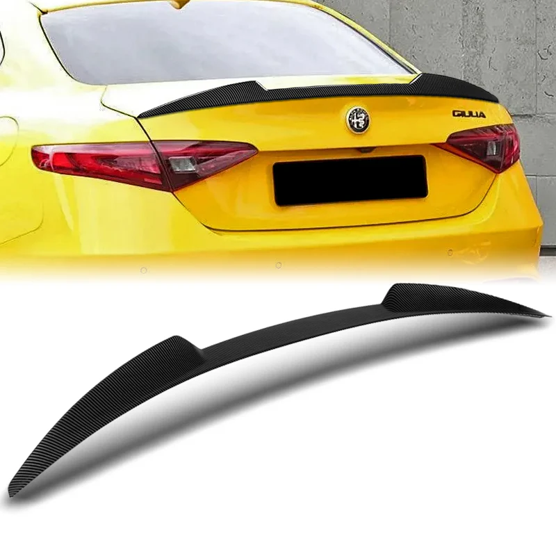W-Power ABS V-Style Rear Trunk Lip Duckbill Spoiler Wing For 2017-2023 Alfa Romeo Giulia -Carbon Fiber Look - Image 6