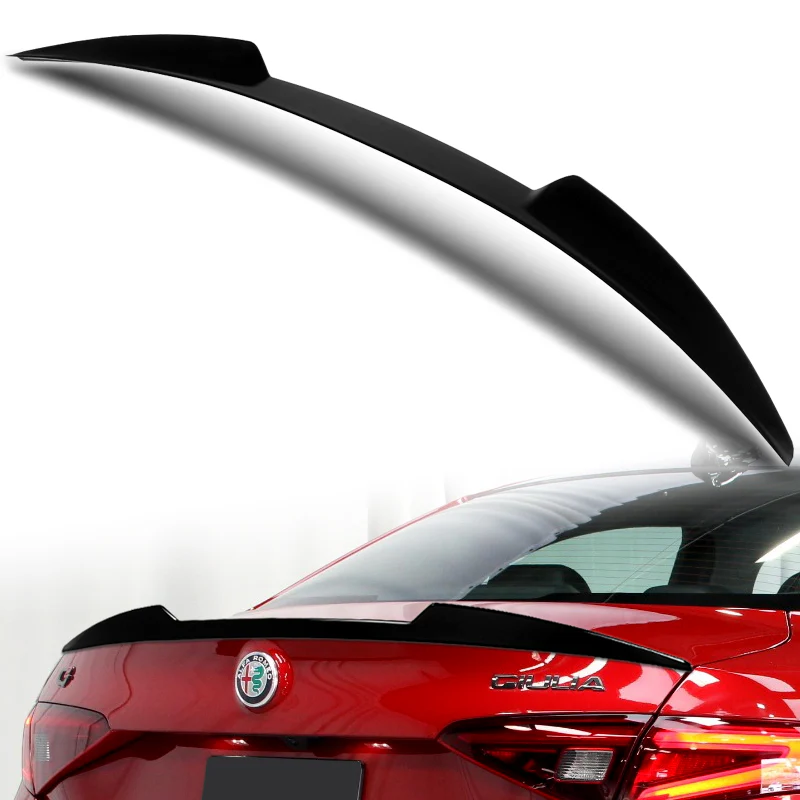 W-Power ABS V-Style Rear Trunk Lip Duckbill Spoiler Wing For 2017-2023 Alfa Romeo Giulia -Pearl Black - Image 5