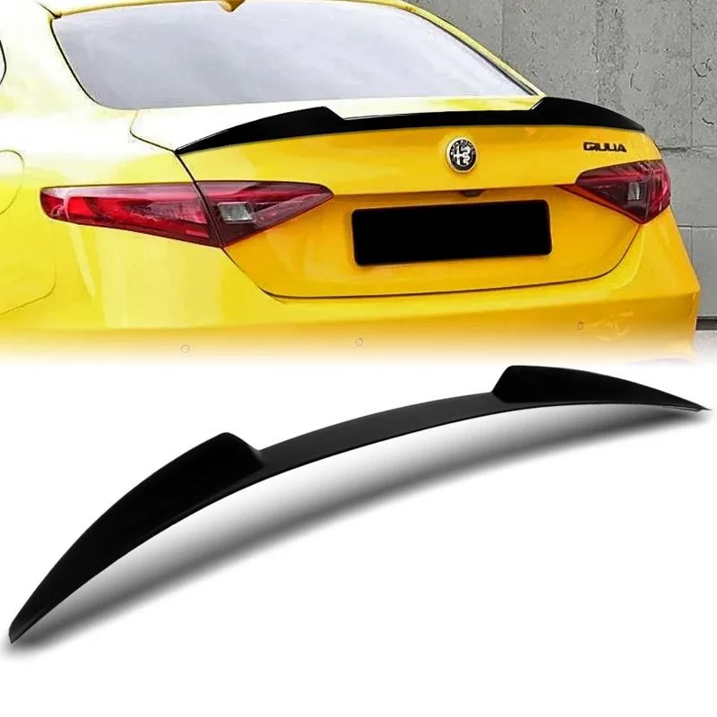 W-Power ABS V-Style Rear Trunk Lip Duckbill Spoiler Wing For 2017-2023 Alfa Romeo Giulia -Pearl Black - Image 6