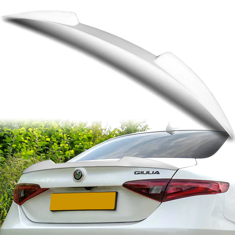 W-Power ABS V-Style Rear Trunk Lip Duckbill Spoiler Wing For 2017-2023 Alfa Romeo Giulia -Pearl White - Image 6