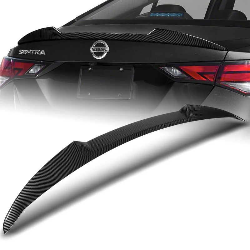 W-Power ABS V-Style Rear Trunk Lip Duckbill Spoiler Wing For 2020-2024 Nissan Sentra -Carbon Fiber Look - Image 7