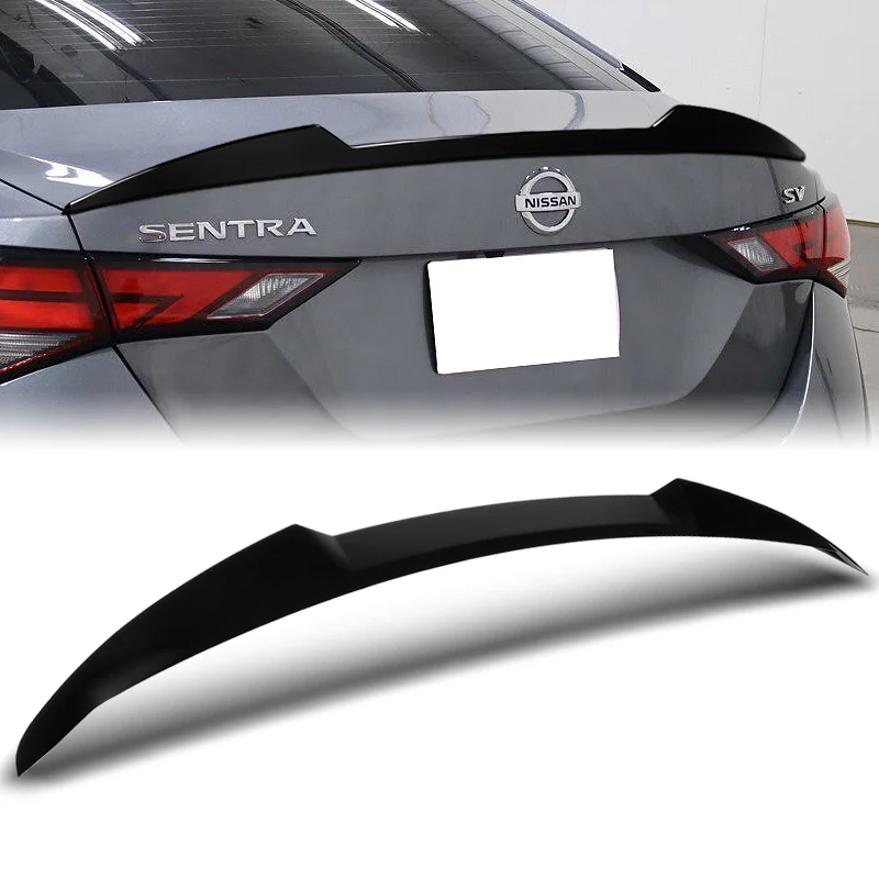 W-Power ABS V-Style Rear Trunk Lip Duckbill Spoiler Wing For 2020-2024 Nissan Sentra -Pearl Black - Image 5