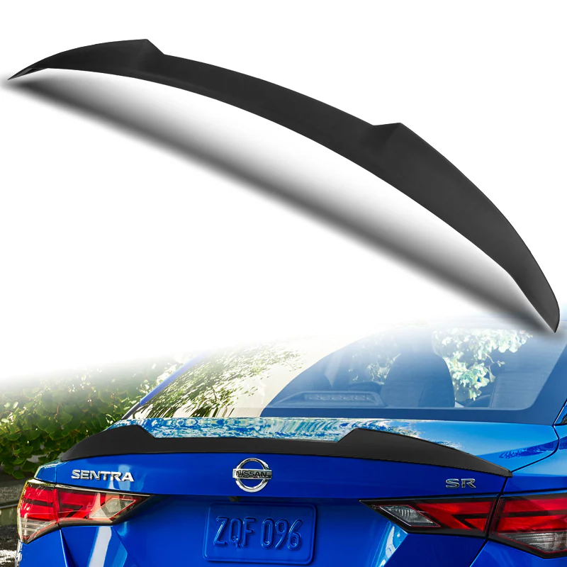 W-Power ABS V-Style Rear Trunk Lip Duckbill Spoiler Wing For 2020-2024 Nissan Sentra -Unpainted Matte Black - Image 5