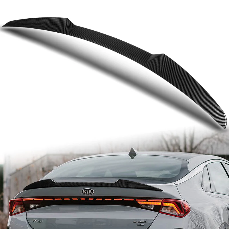 W-Power ABS V-Style Rear Trunk Lip Duckbill Spoiler Wing For 2021-2024 KIA K5 -Carbon FIber Look - Image 5