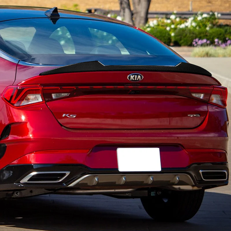 W-Power ABS V-Style Rear Trunk Lip Duckbill Spoiler Wing For 2021-2024 KIA K5 -Carbon FIber Look - Image 7