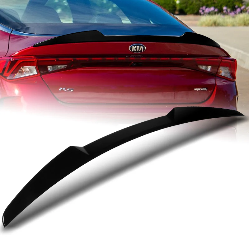 W-Power ABS V-Style Rear Trunk Lip Duckbill Spoiler Wing For 2021-2024 KIA K5 -Pearl Black - Image 6