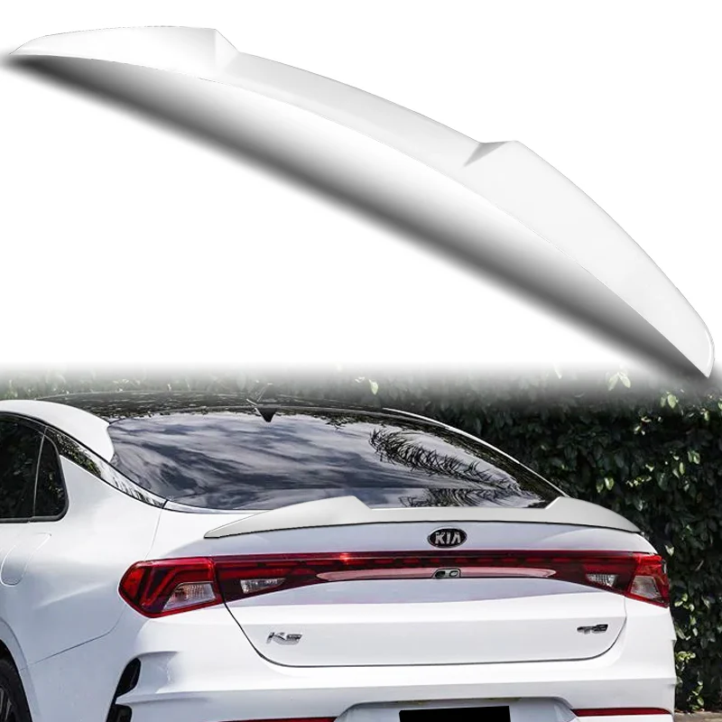 W-Power ABS V-Style Rear Trunk Lip Duckbill Spoiler Wing For 2021-2024 KIA K5 -Pearl White - Image 6