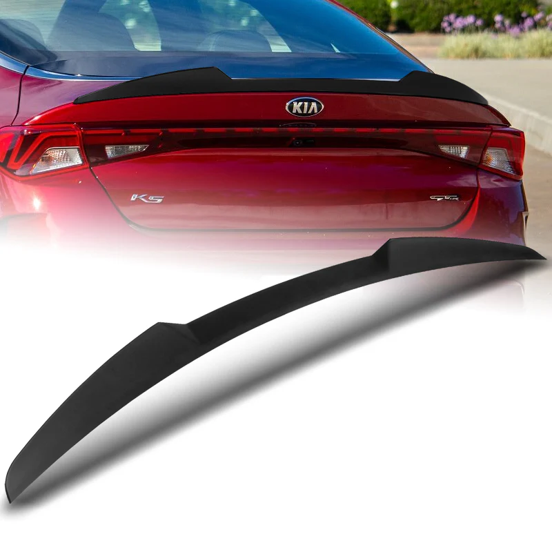 W-Power ABS V-Style Rear Trunk Lip Duckbill Spoiler Wing For 2021-2024 KIA K5 -Unpainted Matte Black - Image 4