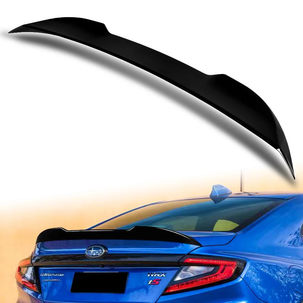 W-Power ABS V-Style Rear Trunk Lip Duckbill Spoiler Wing For 2022 - 2025 Subaru WRX STi -Pearl Black - Image 5