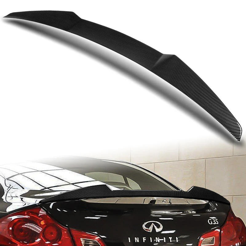W-Power ABS V-Style Rear Trunk Lip Spoiler Wing For 2007-2015 Infiniti G25 / G35 / G37 Sedan 4DR -Carbon Fiber Look - Image 5