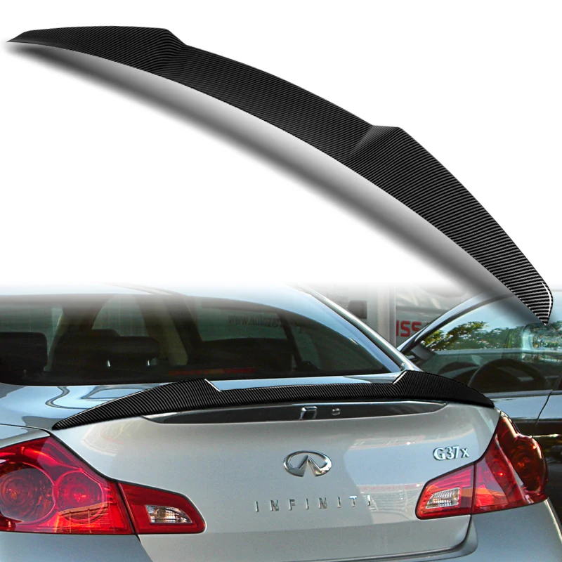 W-Power ABS V-Style Rear Trunk Lip Spoiler Wing For 2007-2015 Infiniti G25 / G35 / G37 Sedan 4DR -Carbon Fiber Look - Image 6