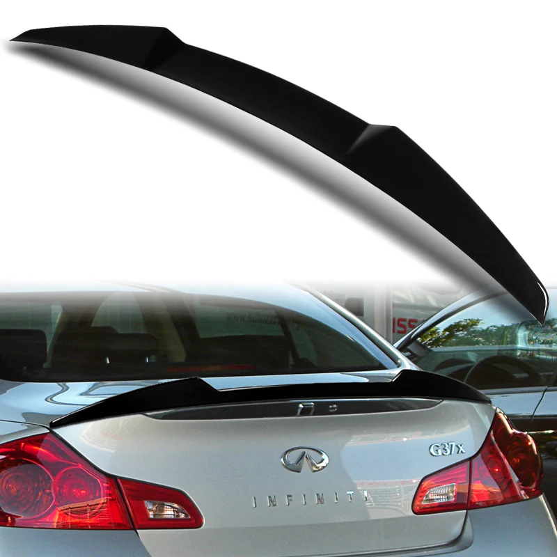 W-Power ABS V-Style Rear Trunk Lip Spoiler Wing For 2007-2015 Infiniti G25 / G35 / G37 Sedan 4DR -Pearl Black - Image 5