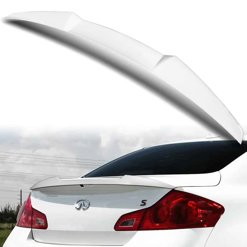W-Power ABS V-Style Rear Trunk Lip Spoiler Wing For 2007-2015 Infiniti G25 / G35 / G37 Sedan 4DR -Pearl White - Image 5