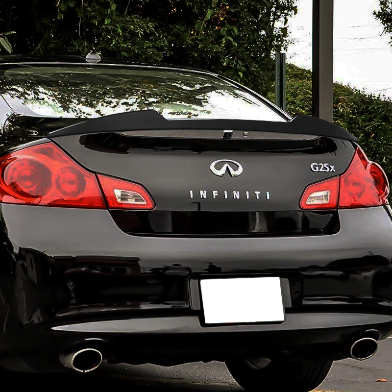 W-Power ABS V-Style Rear Trunk Lip Spoiler Wing For 2007-2015 Infiniti G25 / G35 / G37 -Unpainted Matte Black - Image 6