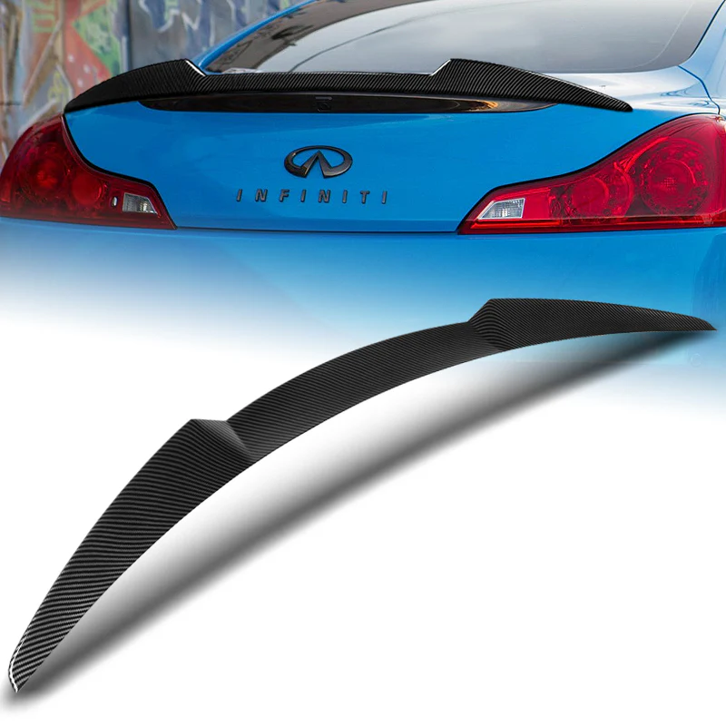 W-Power ABS V-Style Rear Trunk Lip Spoiler Wing For 2008-2013 Infiniti G37 Coupe 2-Door -Carbon Fiber Look - Image 6