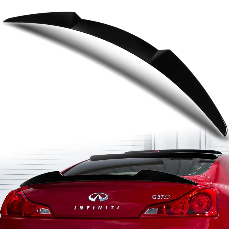W-Power ABS V-Style Rear Trunk Lip Spoiler Wing For 2008-2013 Infiniti G37 Coupe 2-Door -Pearl Black - Image 5