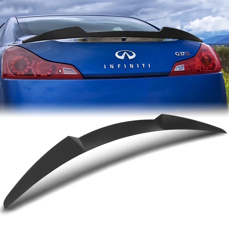 W-Power ABS V-Style Rear Trunk Lip Spoiler Wing For 2008-2013 Infiniti G37 Coupe 2-Door -Unpainted Matte Black - Image 5