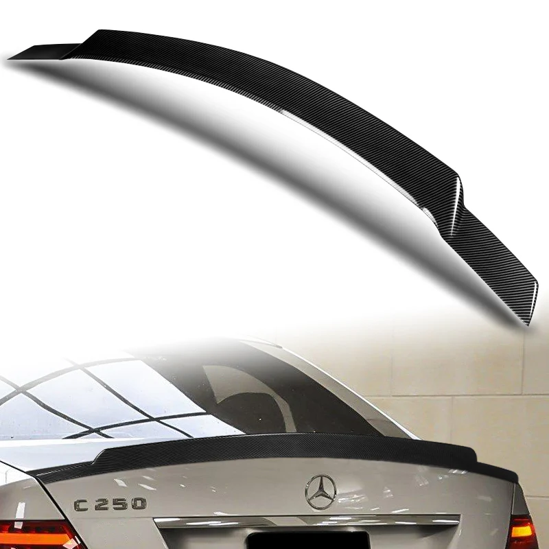 W-Power ABS V-Style Rear Trunk Lip Spoiler Wing For 2008-2014 Mercedes-Benz C-Class W204 -Carbon Fiber Look - Image 5