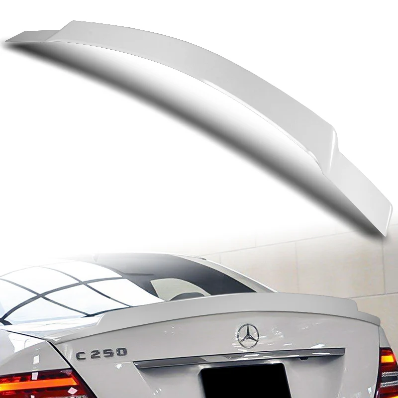 W-Power ABS V-Style Rear Trunk Lip Spoiler Wing For 2008-2014 Mercedes-Benz C-Class W204 -Pearl White - Image 5