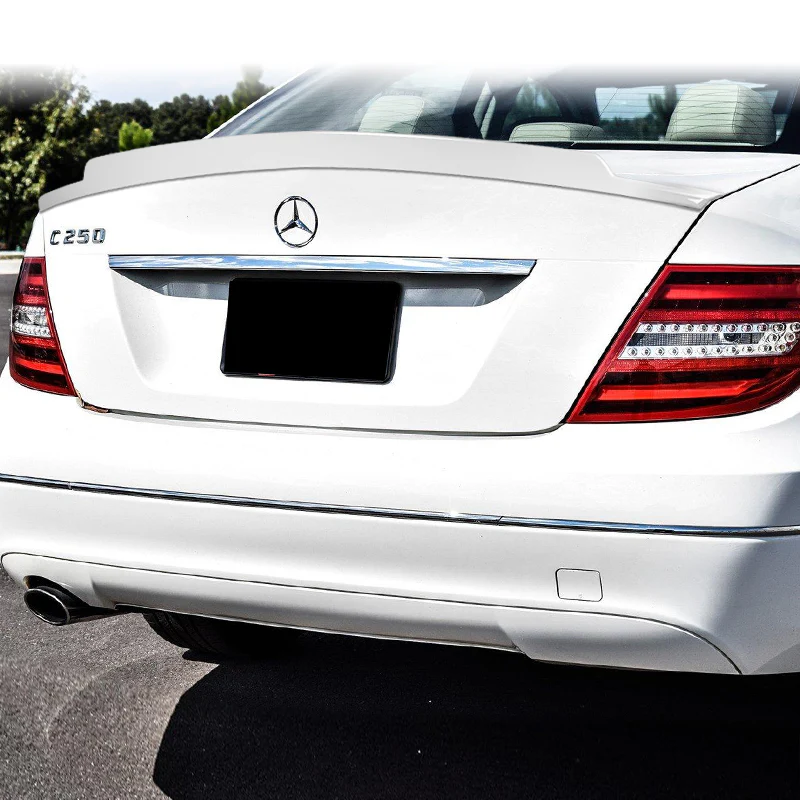 W-Power ABS V-Style Rear Trunk Lip Spoiler Wing For 2008-2014 Mercedes-Benz C-Class W204 -Pearl White - Image 6