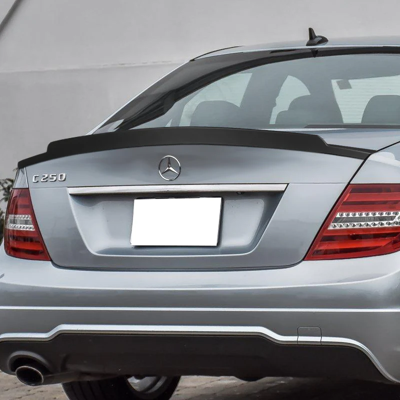 W-Power ABS V-Style Rear Trunk Lip Spoiler Wing For 2008-2014 Mercedes-Benz C-Class W204 -Unpainted Matte Black - Image 7