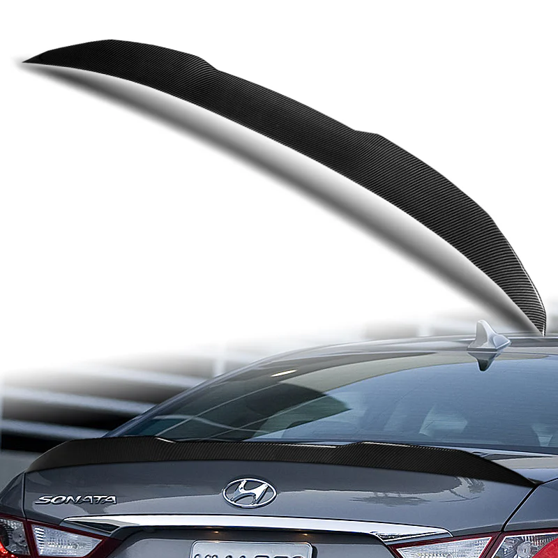 W-Power ABS V-Style Rear Trunk Lip Spoiler Wing For 2011-2014 Hyundai Sonata -Carbon Fiber Look - Image 5