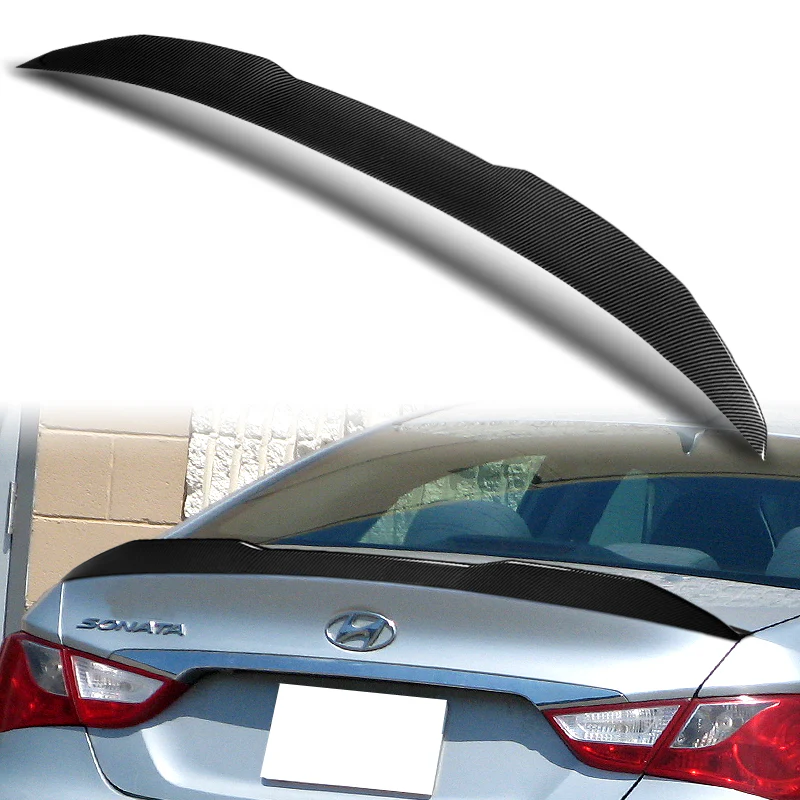 W-Power ABS V-Style Rear Trunk Lip Spoiler Wing For 2011-2014 Hyundai Sonata -Carbon Fiber Look - Image 6