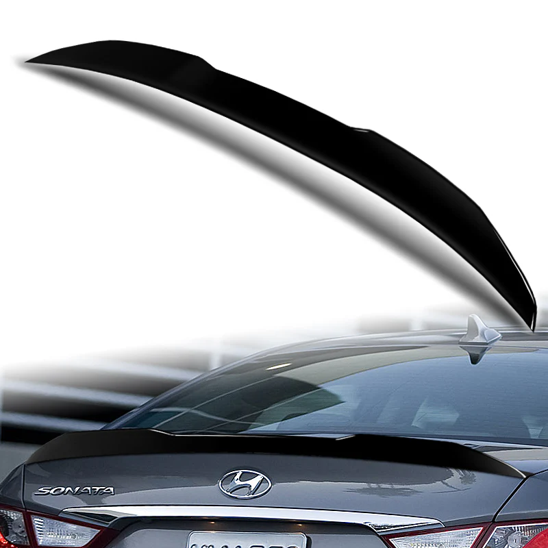 W-Power ABS V-Style Rear Trunk Lip Spoiler Wing For 2011-2014 Hyundai Sonata -Pearl Black - Image 5