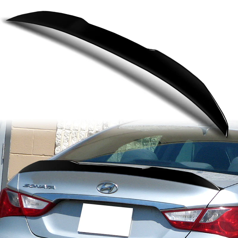 W-Power ABS V-Style Rear Trunk Lip Spoiler Wing For 2011-2014 Hyundai Sonata -Pearl Black - Image 6