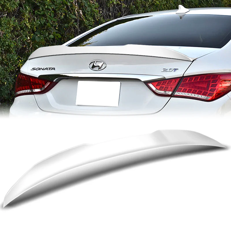 W-Power ABS V-Style Rear Trunk Lip Spoiler Wing For 2011-2014 Hyundai Sonata -Pearl White - Image 6