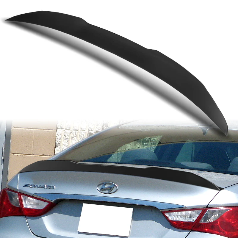 W-Power ABS V-Style Rear Trunk Lip Spoiler Wing For 2011-2014 Hyundai Sonata -Unpainted Matte Black - Image 5