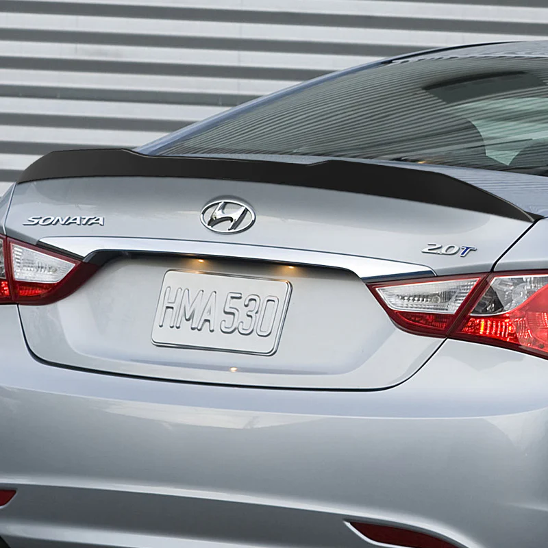 W-Power ABS V-Style Rear Trunk Lip Spoiler Wing For 2011-2014 Hyundai Sonata -Unpainted Matte Black - Image 6
