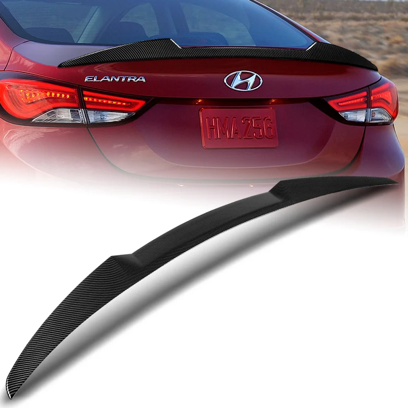 W-Power ABS V-Style Rear Trunk Lip Spoiler Wing For 2011-2016 Hyundai Elantra Sedan 4DR -Carbon Fiber Look - Image 5