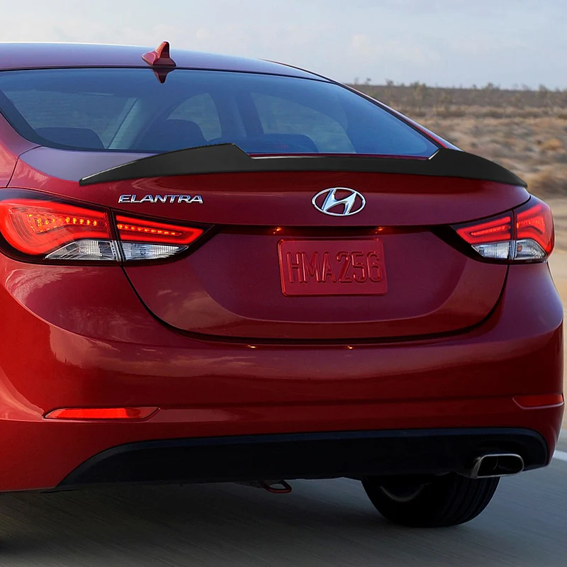 W-Power ABS V-Style Rear Trunk Lip Spoiler Wing For 2011-2016 Hyundai Elantra Sedan 4DR -Unpainted Matte Black - Image 5