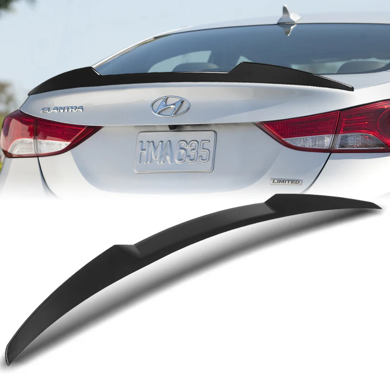 W-Power ABS V-Style Rear Trunk Lip Spoiler Wing For 2011-2016 Hyundai Elantra Sedan 4DR -Unpainted Matte Black - Image 6
