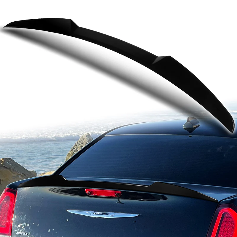 W-Power ABS V-Style Rear Trunk Lip Spoiler Wing For 2011-2023 Chrysler 300 / 300C / 300S -Pearl Black - Image 5