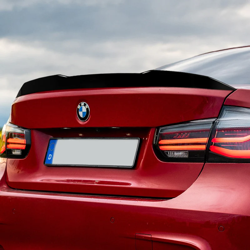 W-Power ABS V-Style Rear Trunk Lip Spoiler Wing For 2012-2018 BMW 3-Series F30 / F80 / M3 Sedan -Pearl Black - Image 6