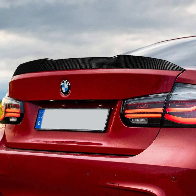 W-Power ABS V-Style Rear Trunk Lip Spoiler Wing For 2012-2018 BMW 3-Series F30 / F80 / M3 Sedan -Carbon Fiber Look - Image 7