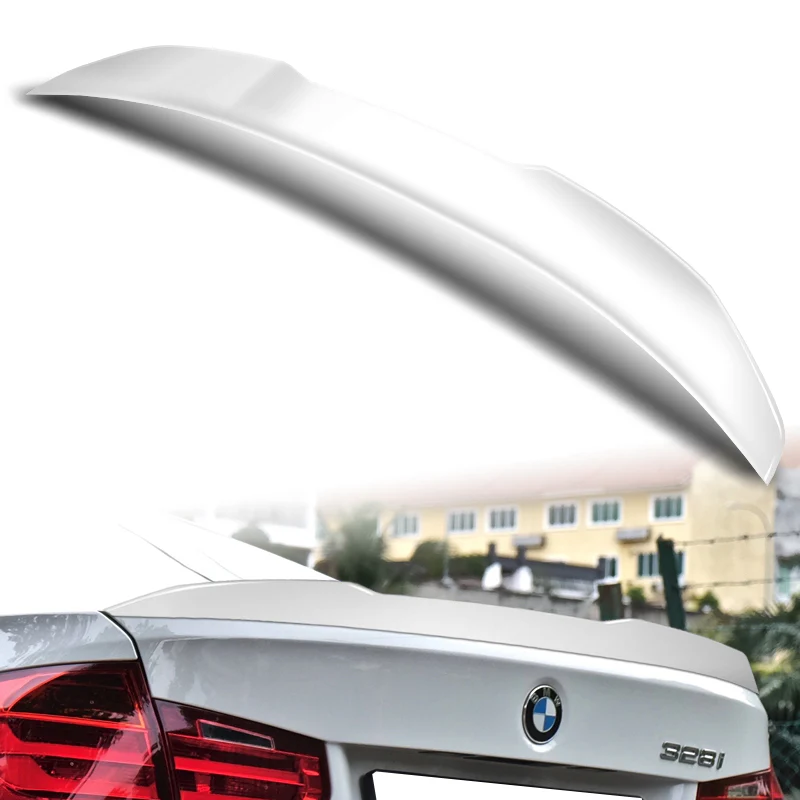 W-Power ABS V-Style Rear Trunk Lip Spoiler Wing For 2012-2018 BMW 3-Series F30 / F80 / M3 Sedan -Pearl White - Image 5