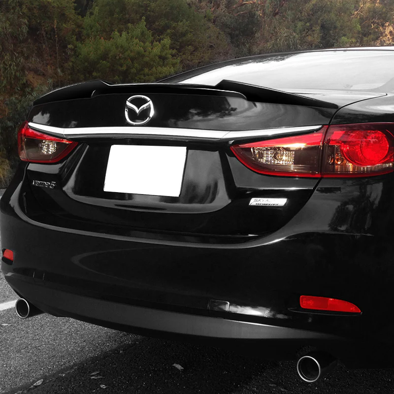 W-Power ABS V-Style Rear Trunk Lip Spoiler Wing For 2014-2017 Mazda 6 Mazda6 -Pearl Black - Image 6