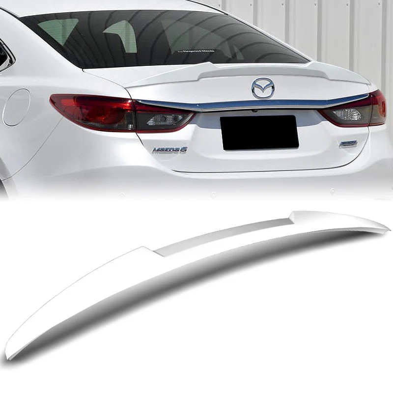 W-Power ABS V-Style Rear Trunk Lip Spoiler Wing For 2014-2017 Mazda 6 Mazda6 -Pearl White - Image 5