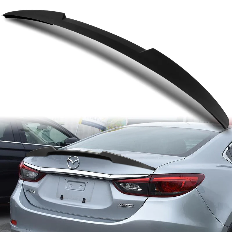 W-Power ABS V-Style Rear Trunk Lip Spoiler Wing For 2014-2017 Mazda 6 Mazda6 -Unpainted Matte Black - Image 6