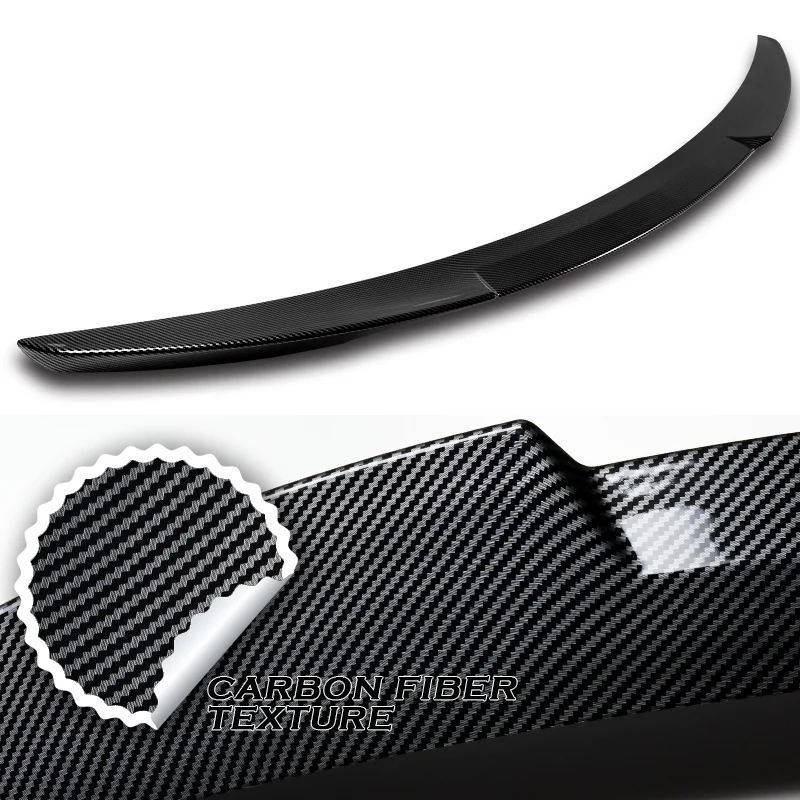 W-Power ABS V-Style Rear Trunk Lip Spoiler Wing For 2014-2018 Mazda 3 Sedan 4DR -Carbon Fiber Look - Image 3