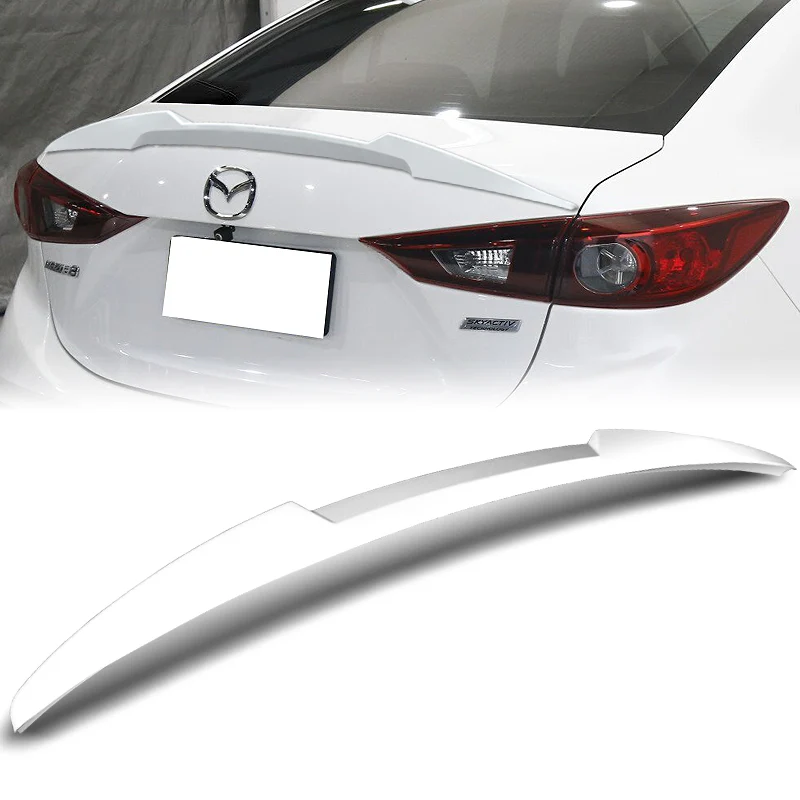W-Power ABS V-Style Rear Trunk Lip Spoiler Wing For 2014-2018 Mazda 3 Sedan 4DR -Pearl White - Image 5