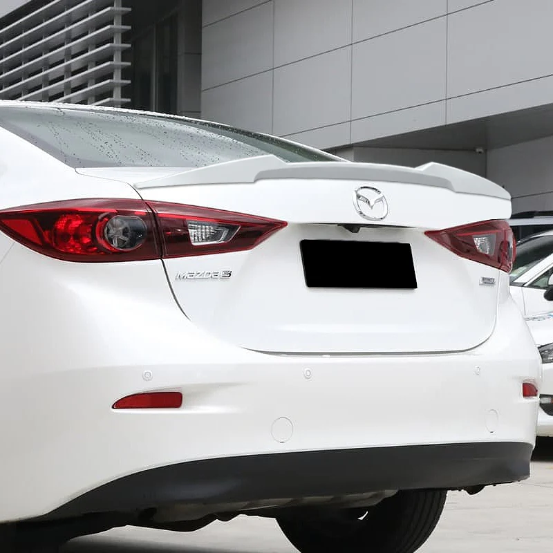 W-Power ABS V-Style Rear Trunk Lip Spoiler Wing For 2014-2018 Mazda 3 Sedan 4DR -Pearl White - Image 6