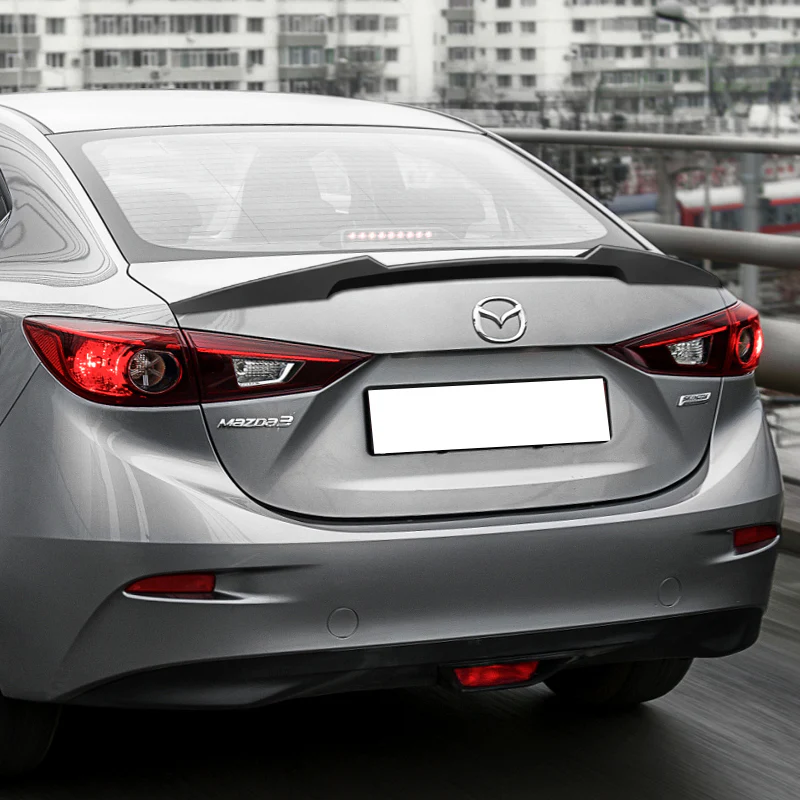 W-Power ABS V-Style Rear Trunk Lip Spoiler Wing For 2014-2018 Mazda 3 Sedan 4DR -Unpainted Matte Black - Image 6