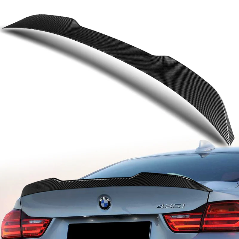 W-Power ABS V-Style Rear Trunk Lip Spoiler Wing For 2014-2020 BMW 4-Series F32 Coupe -Carbon Fiber Look - Image 5