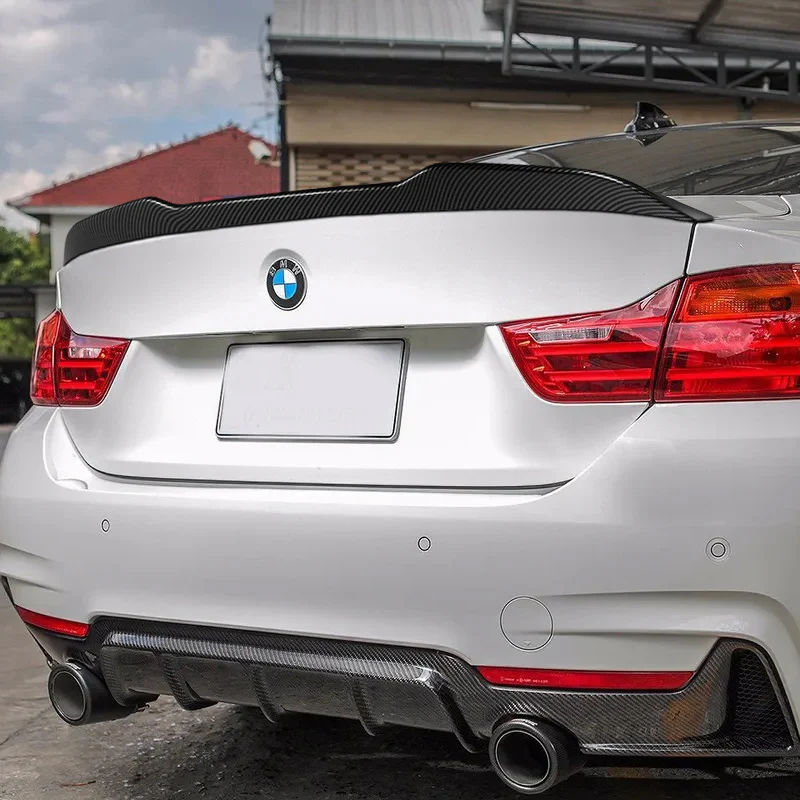 W-Power ABS V-Style Rear Trunk Lip Spoiler Wing For 2014-2020 BMW 4-Series F32 Coupe -Carbon Fiber Look - Image 7